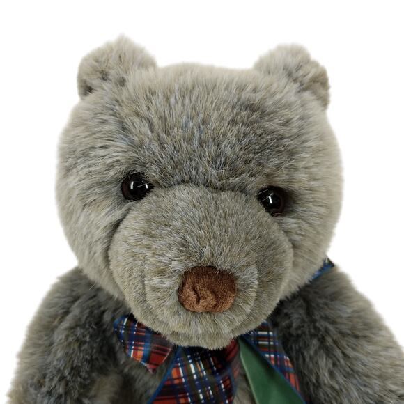 Gund Collectors Classic Gray Bear Plush Blue Thunder 1992 Plaid Ribbon Toy - Picture 8 of 9